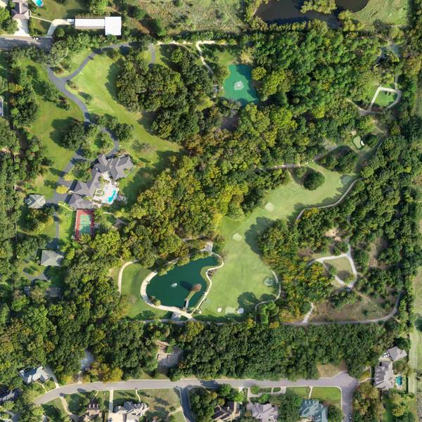 Panoramic aerial drone photography capturing expansive North Texas natural landscapes.