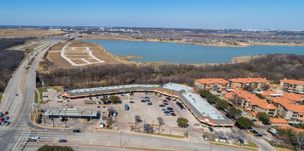 Architectural aerial drone photography of a detailed building in Denton, Texas.